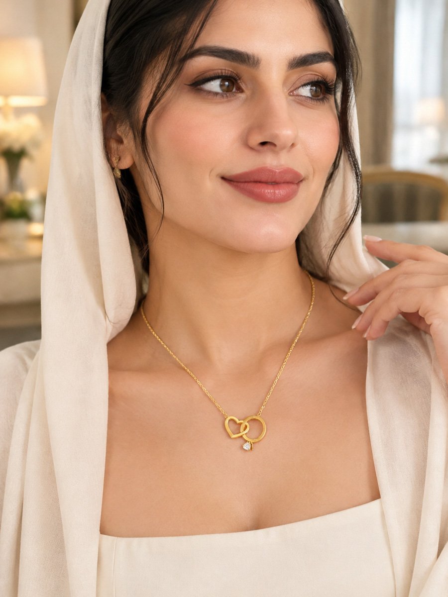 Interlocking Heart and Ring Necklace