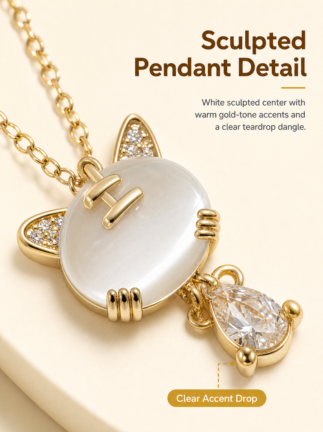 Gold Plated Cat Charm Necklace