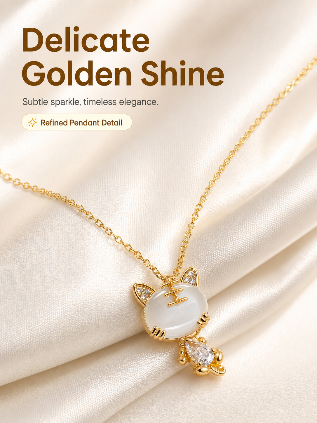 Gold Plated Cat Charm Necklace