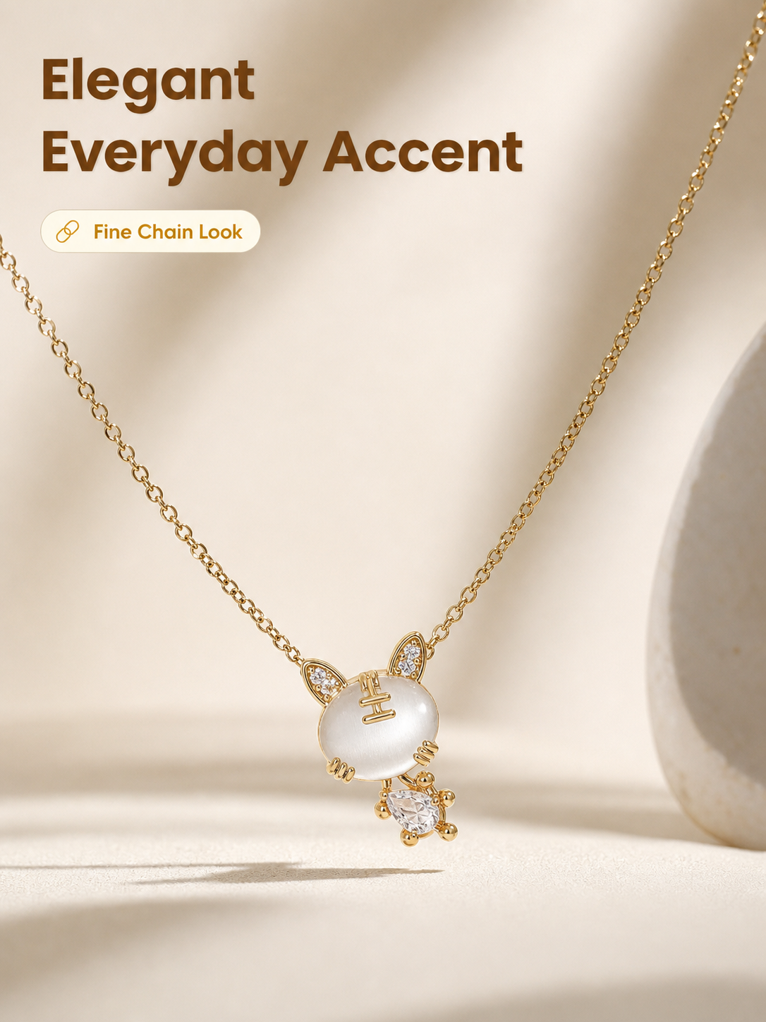 Gold Plated Cat Charm Necklace