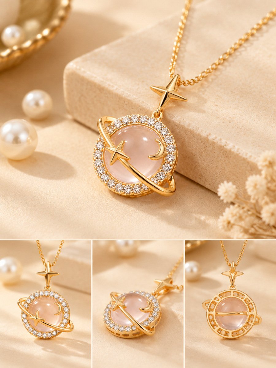 Star and Planet Pendant Necklace