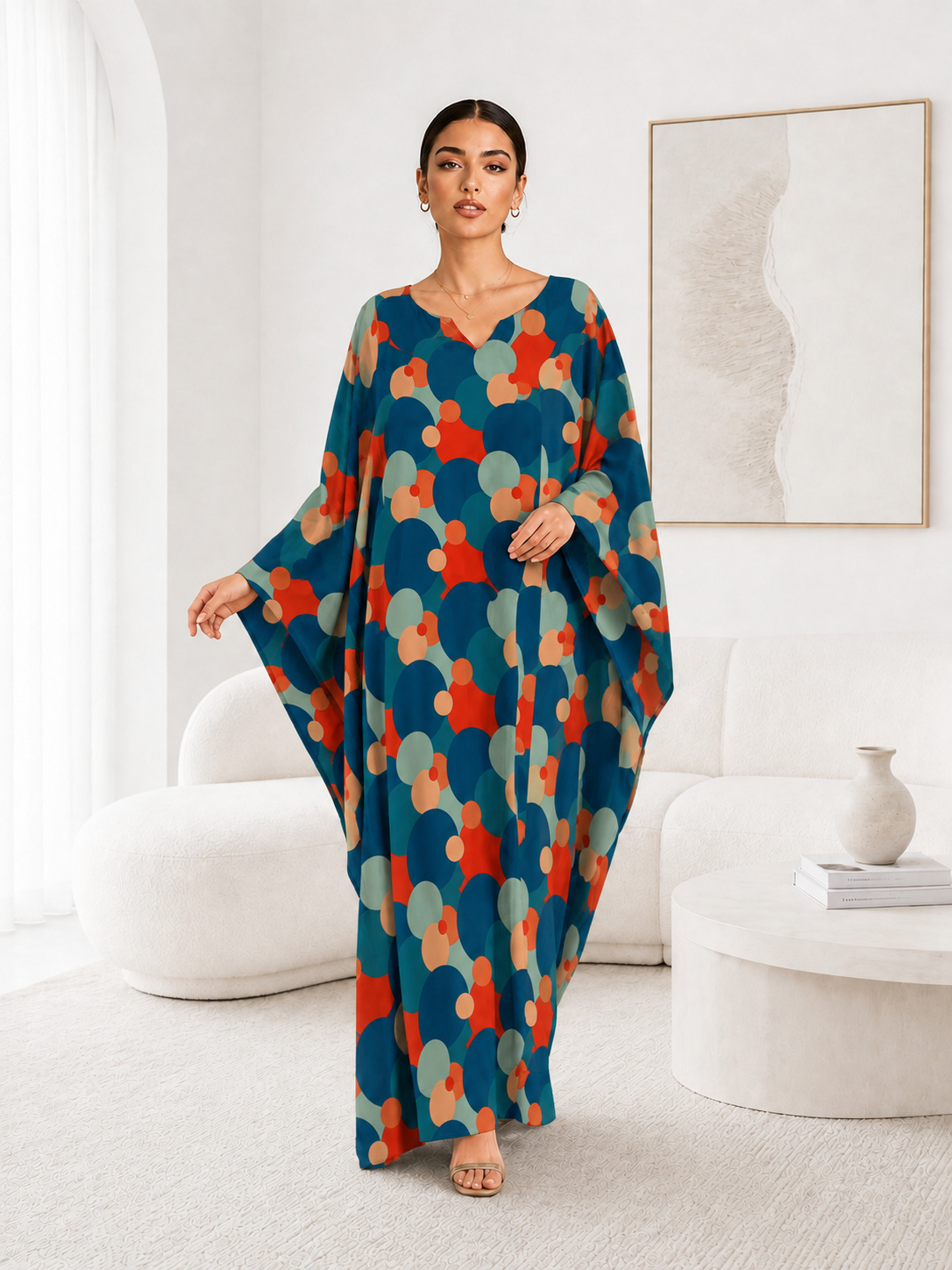 Multi-Patterned Maxi Kaftan Dress