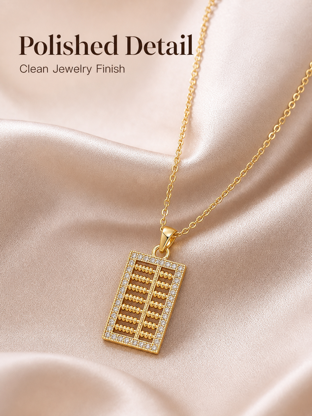 Gold Abacus Zircon Pendant Necklace