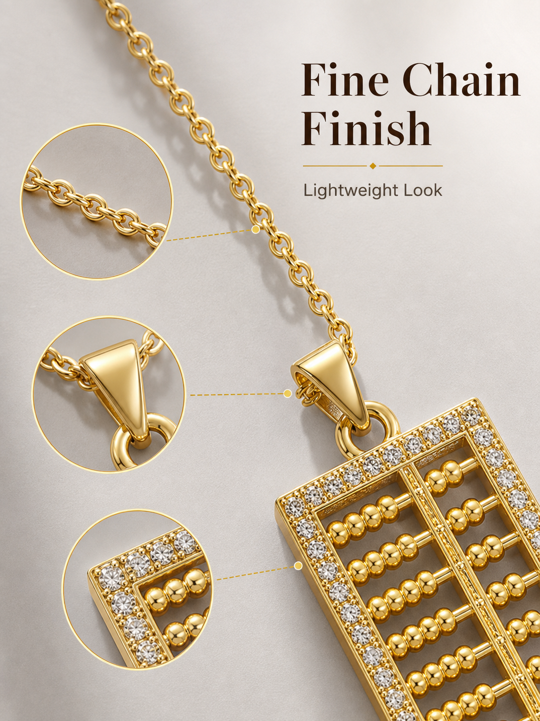 Gold Abacus Zircon Pendant Necklace