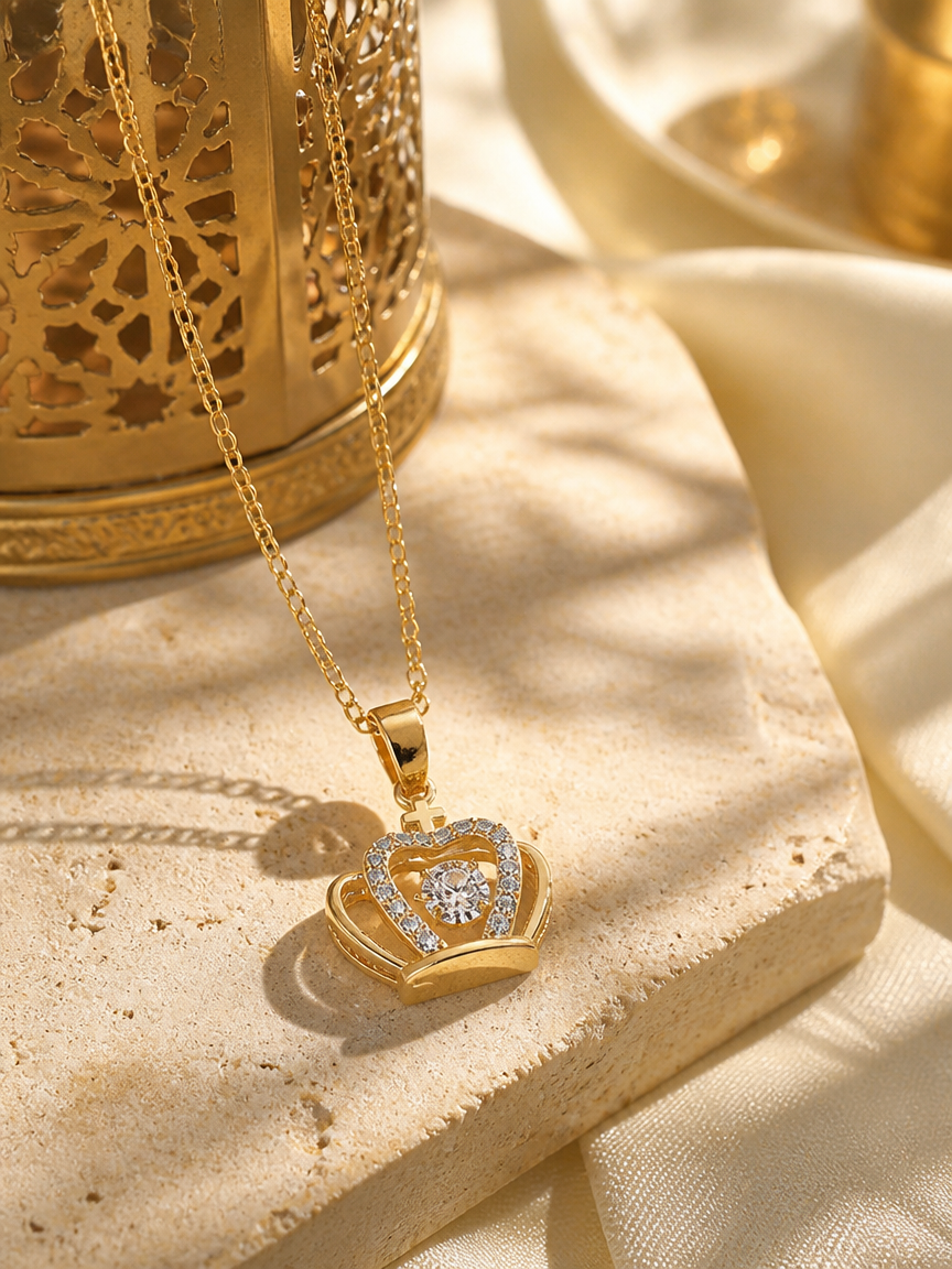 Golden Crown Pendant Necklace