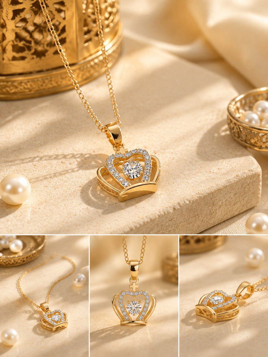 Golden Crown Pendant Necklace
