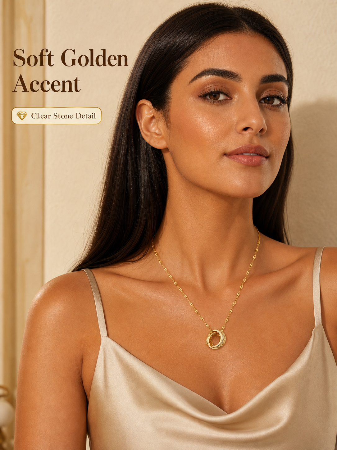 Golden Interlocking Circles Pendant Necklace