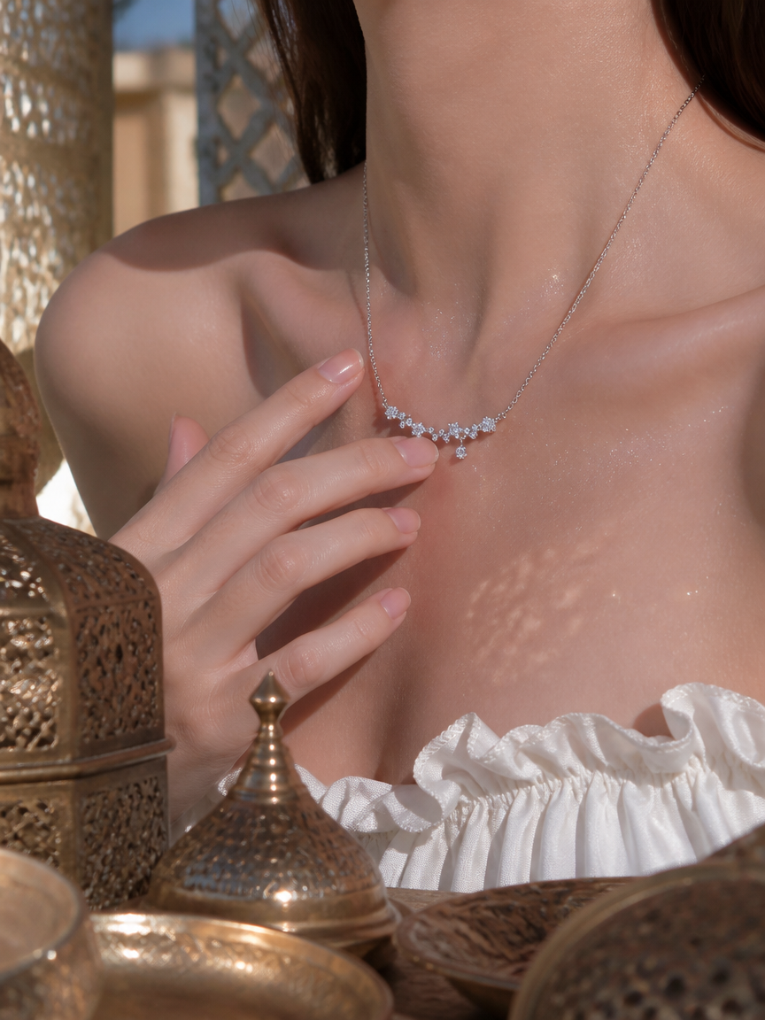 Silver Celestial Zircon Necklace