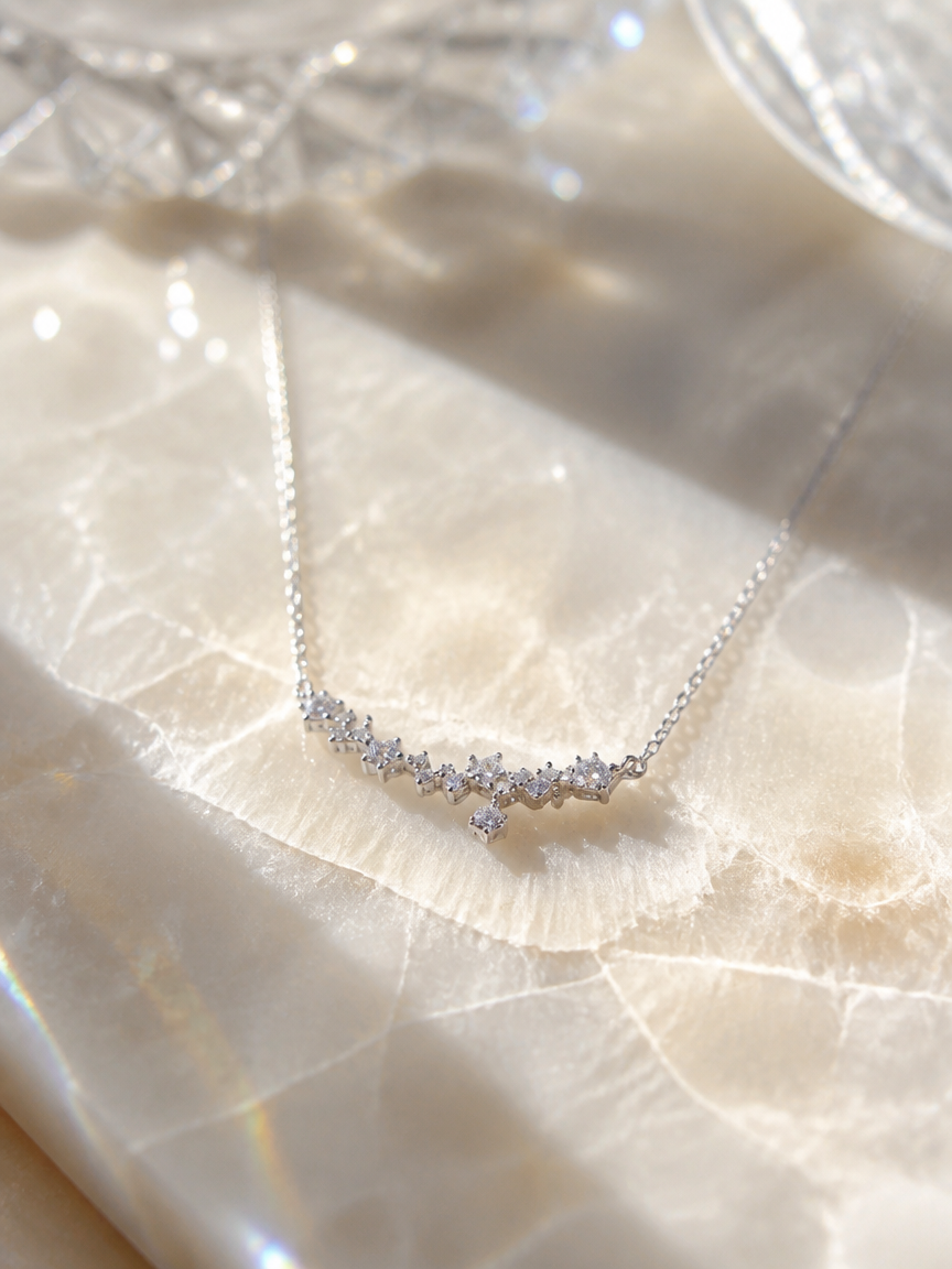 Silver Celestial Zircon Necklace