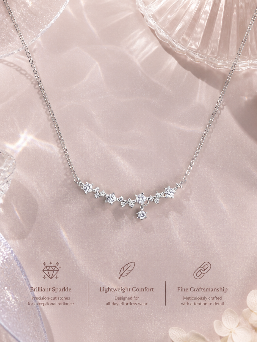 Silver Celestial Zircon Necklace
