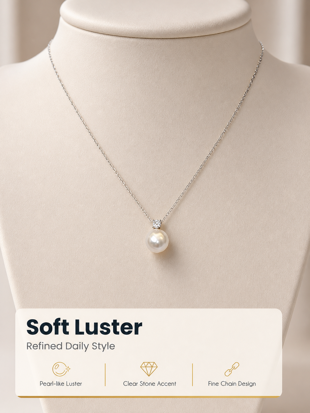Silver Pearl Pendant Necklace