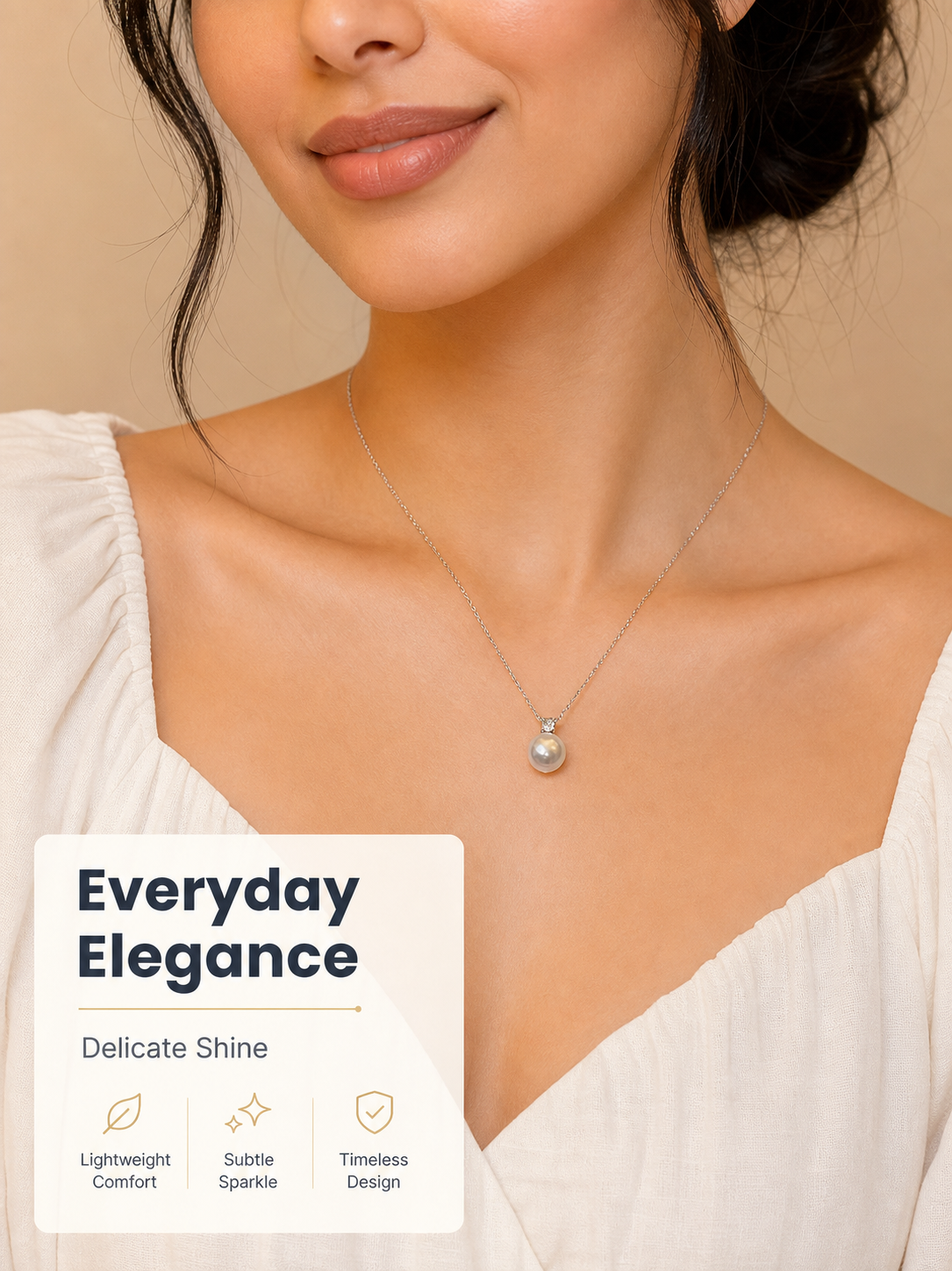 Silver Pearl Pendant Necklace