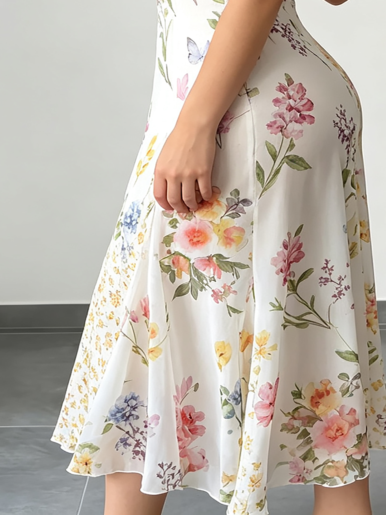 Plus Floral A-Line Midi Dress