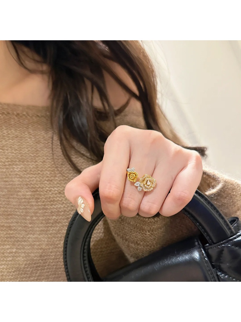 Golden Rose Embellished Ring