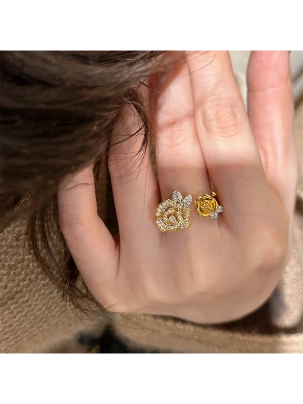 Golden Rose Embellished Ring