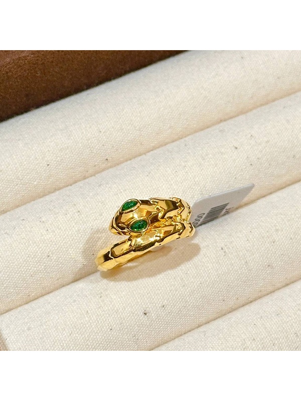 Gold Snake Ring with Emerald