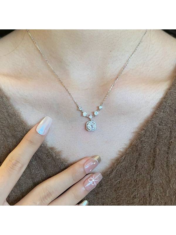 Silver Plated Square Diamond Choker