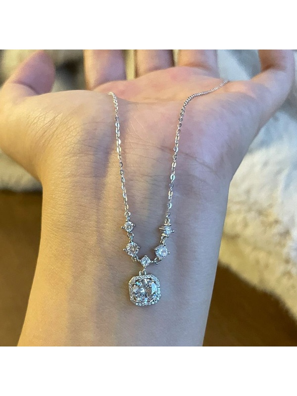 Silver Plated Square Diamond Choker