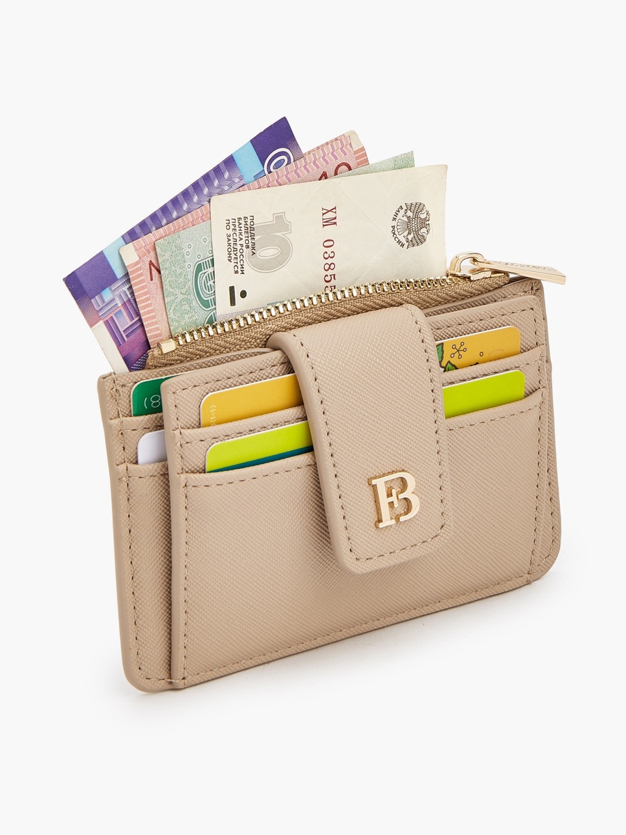 Solid Card Holder with Zip Pocket