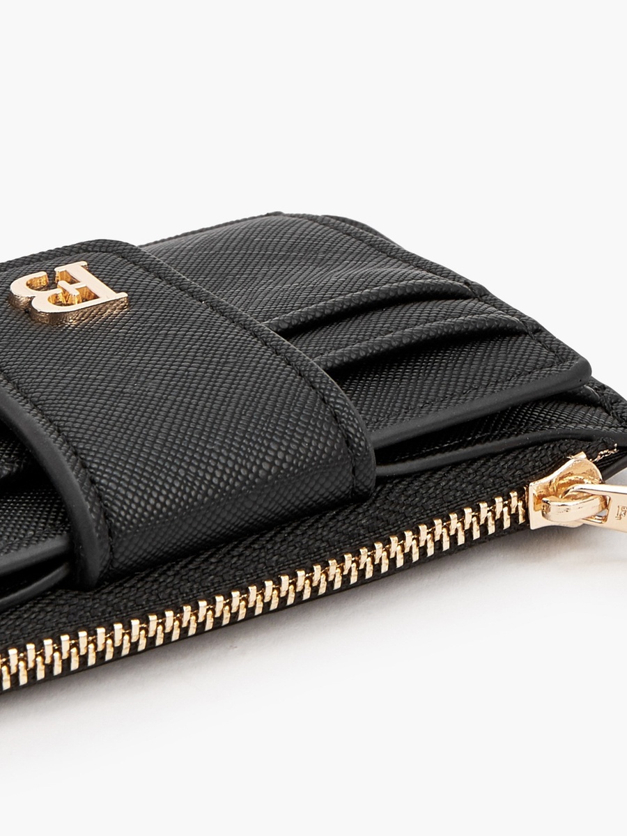 Solid Card Holder with Zip Pocket