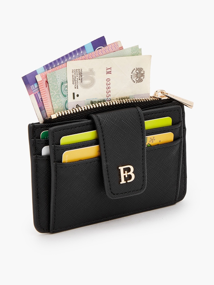 Solid Card Holder with Zip Pocket