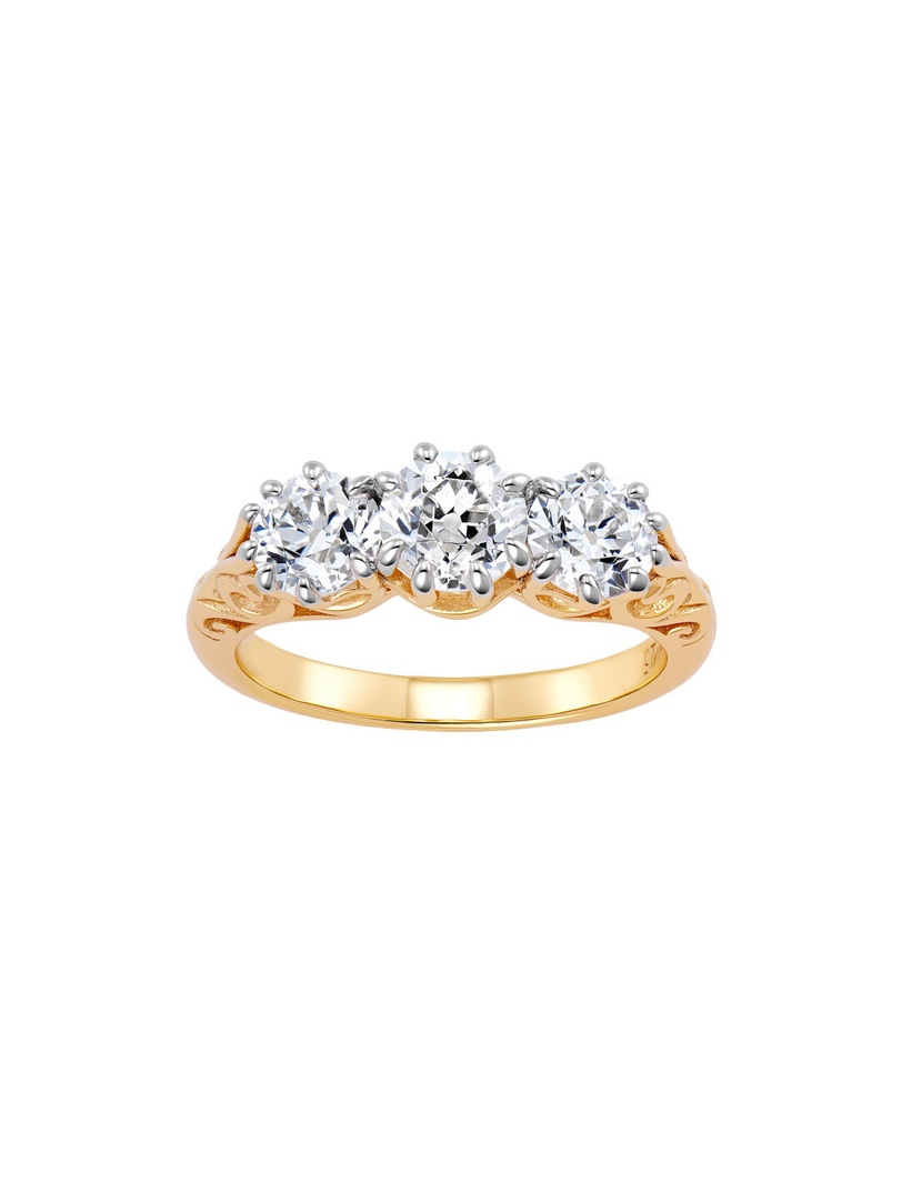 Gold-Plated Three-Stone Embellished Ring