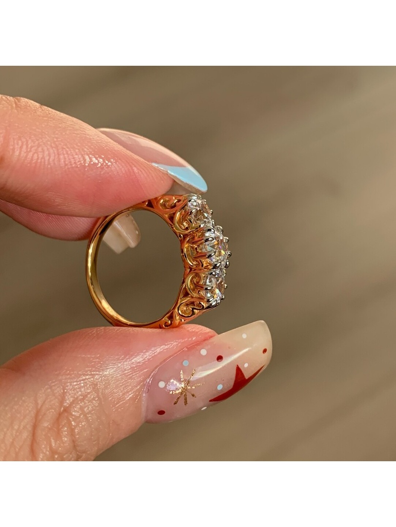 Gold-Plated Three-Stone Embellished Ring