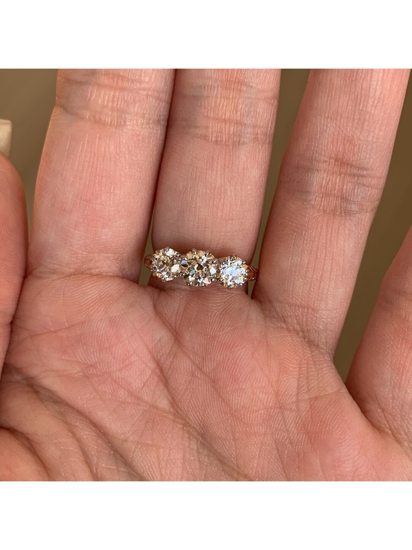 Gold-Plated Three-Stone Embellished Ring