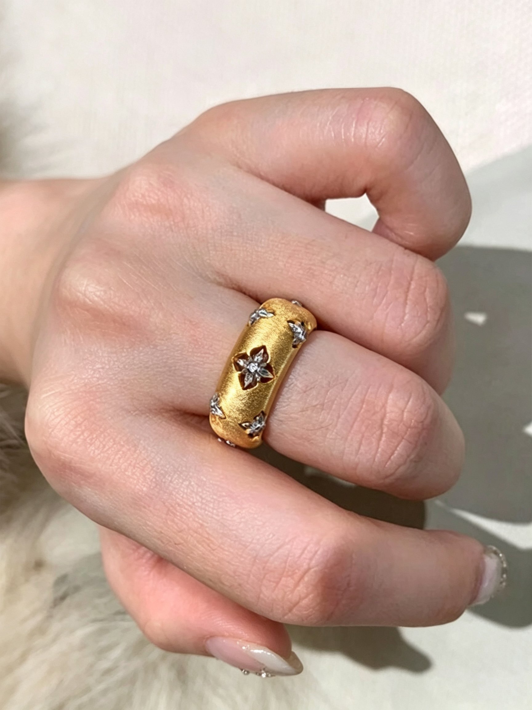 Gold Plated Embellished Flower Ring