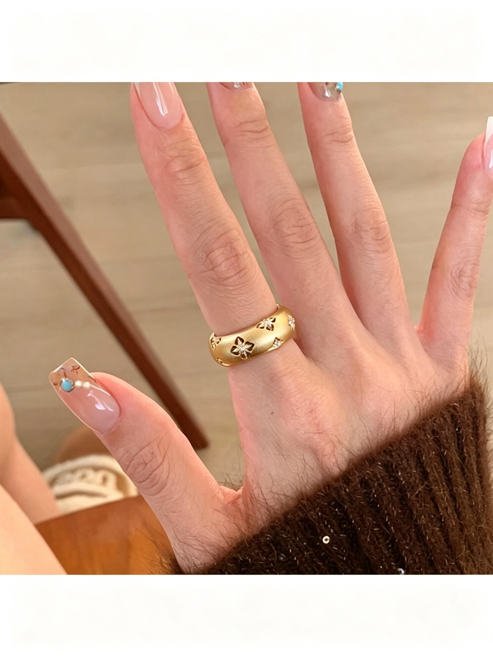 Gold Plated Embellished Flower Ring