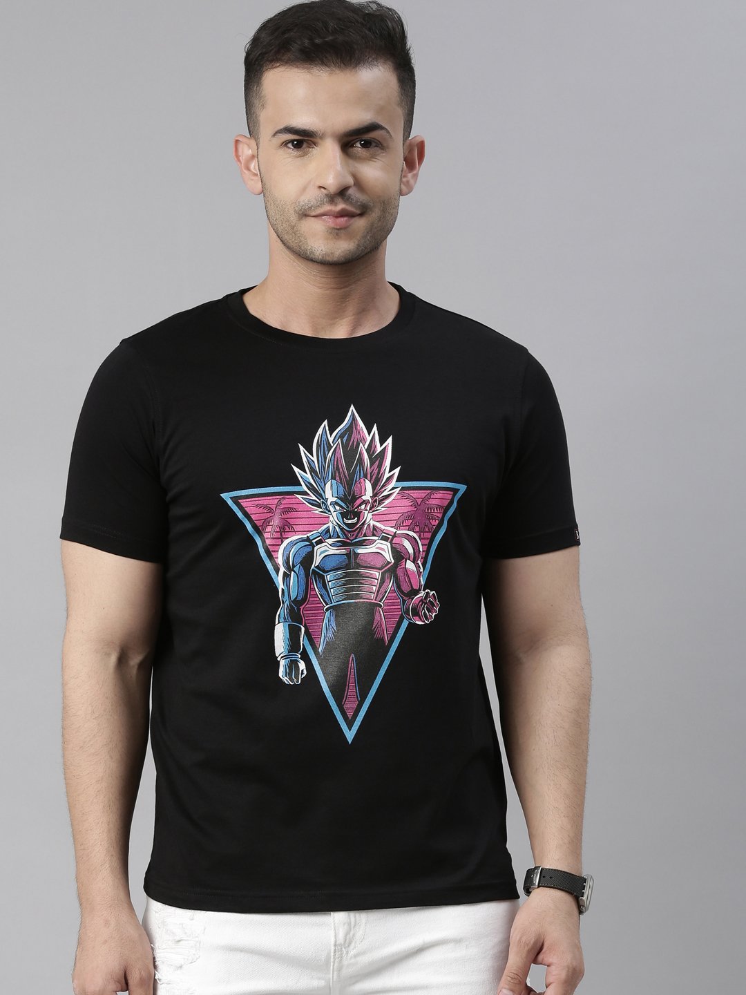 Black Graphic Print Round Neck T-Shirt