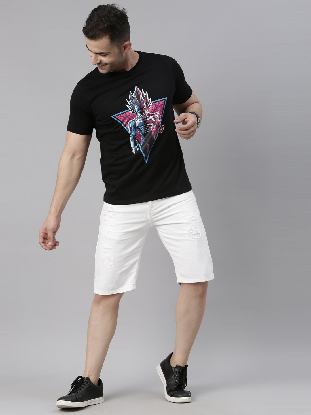 Black Graphic Print Round Neck T-Shirt