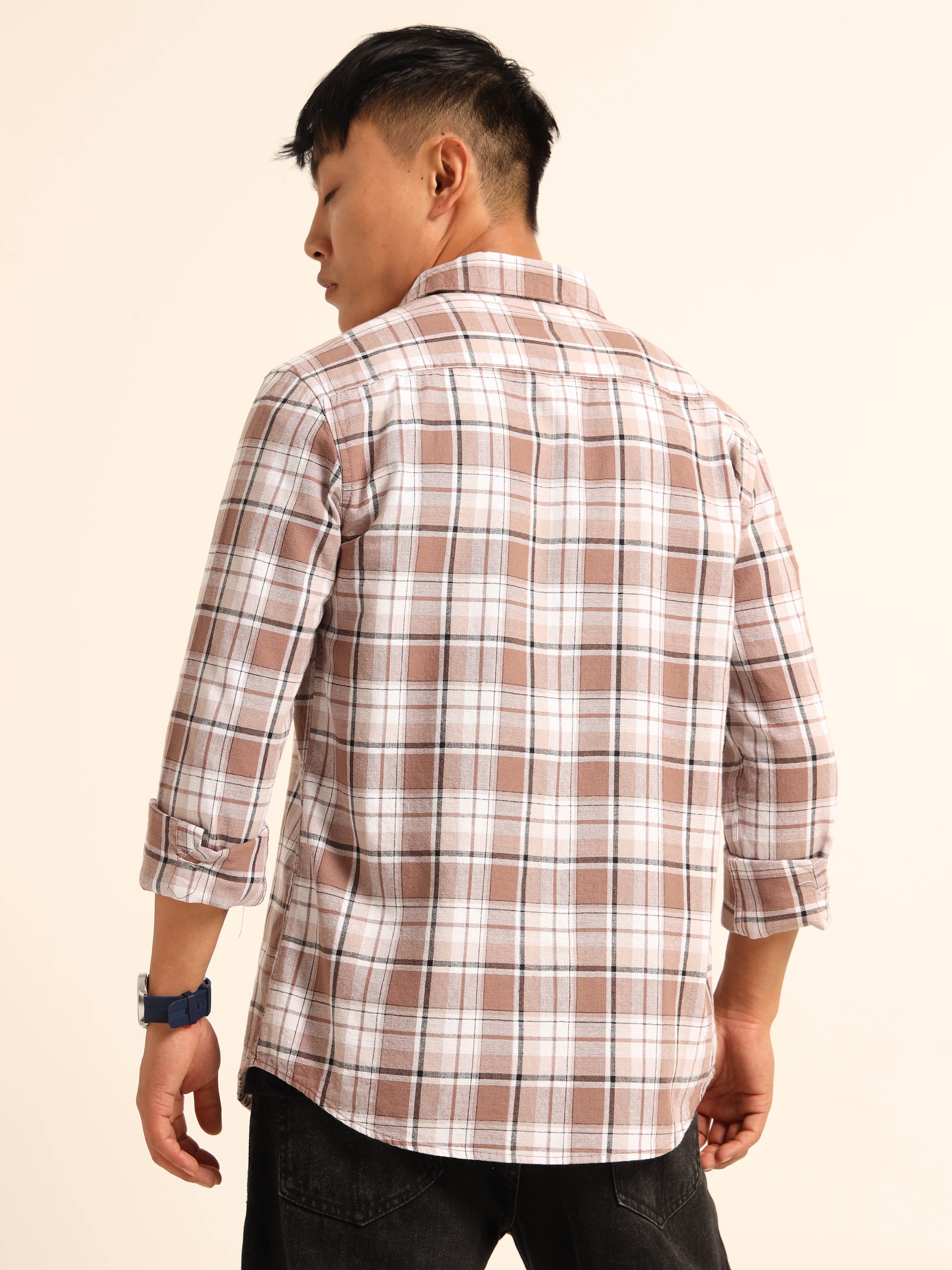 Brown Checked Flannel Shirt