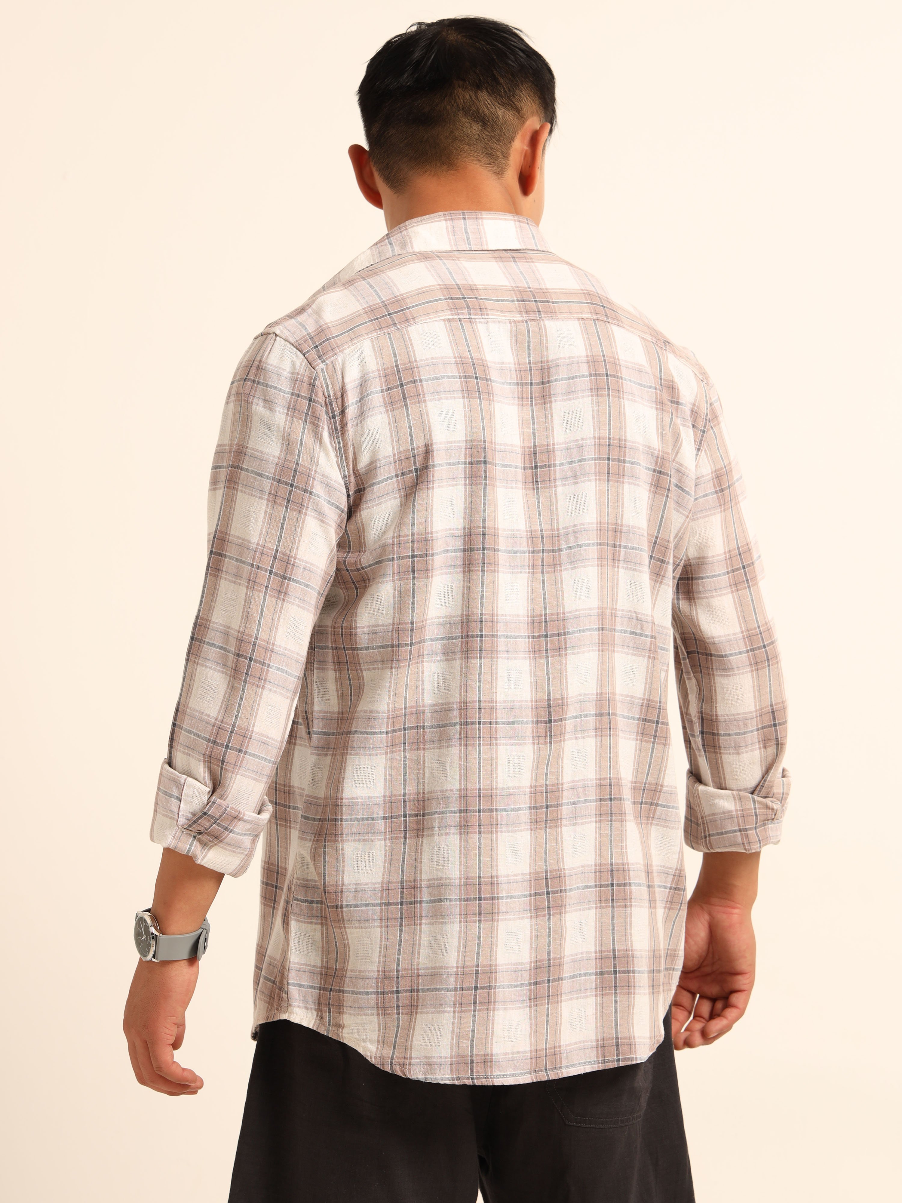 Light Pink Checked Casual Shirt