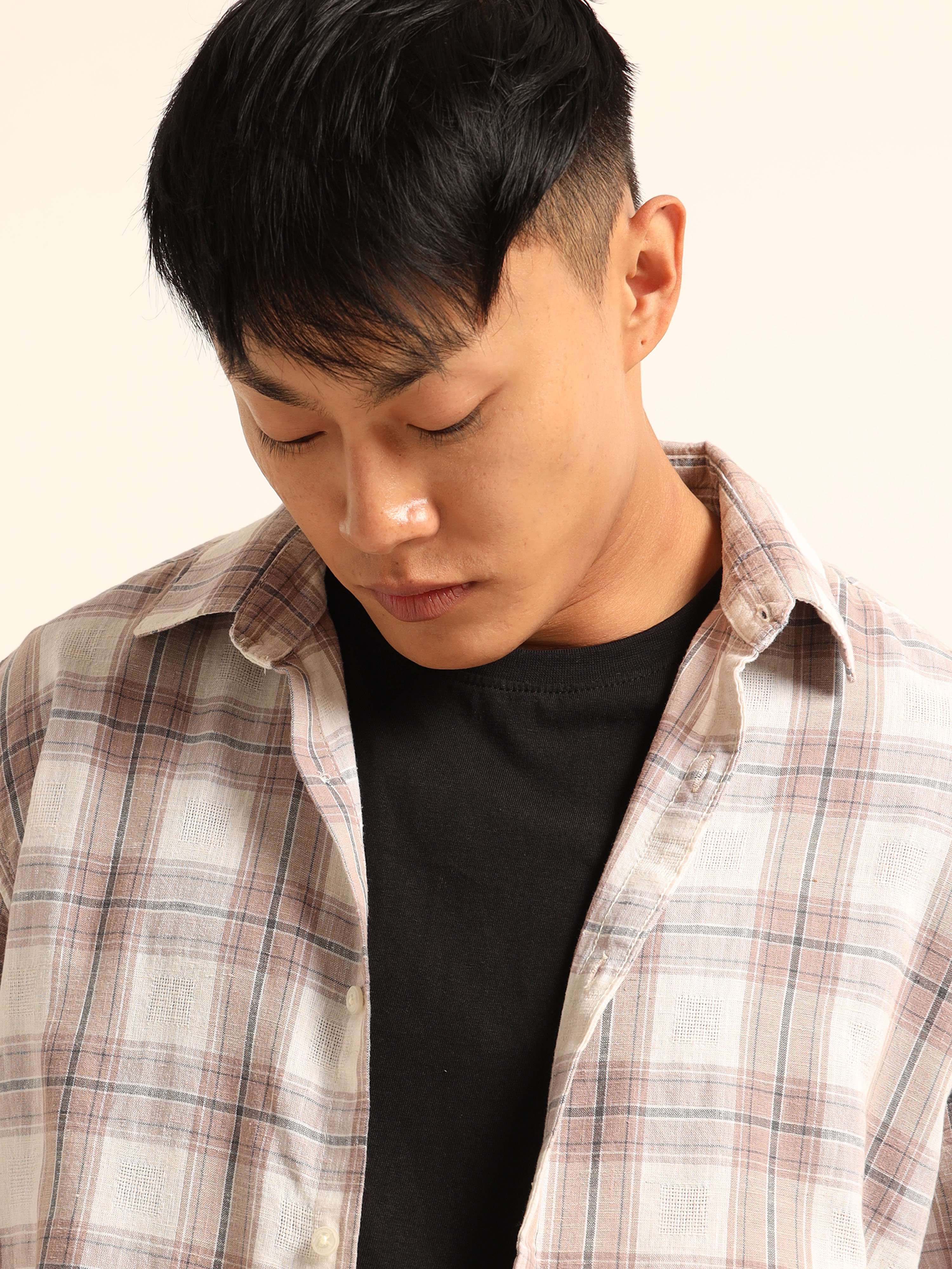 Light Pink Checked Casual Shirt