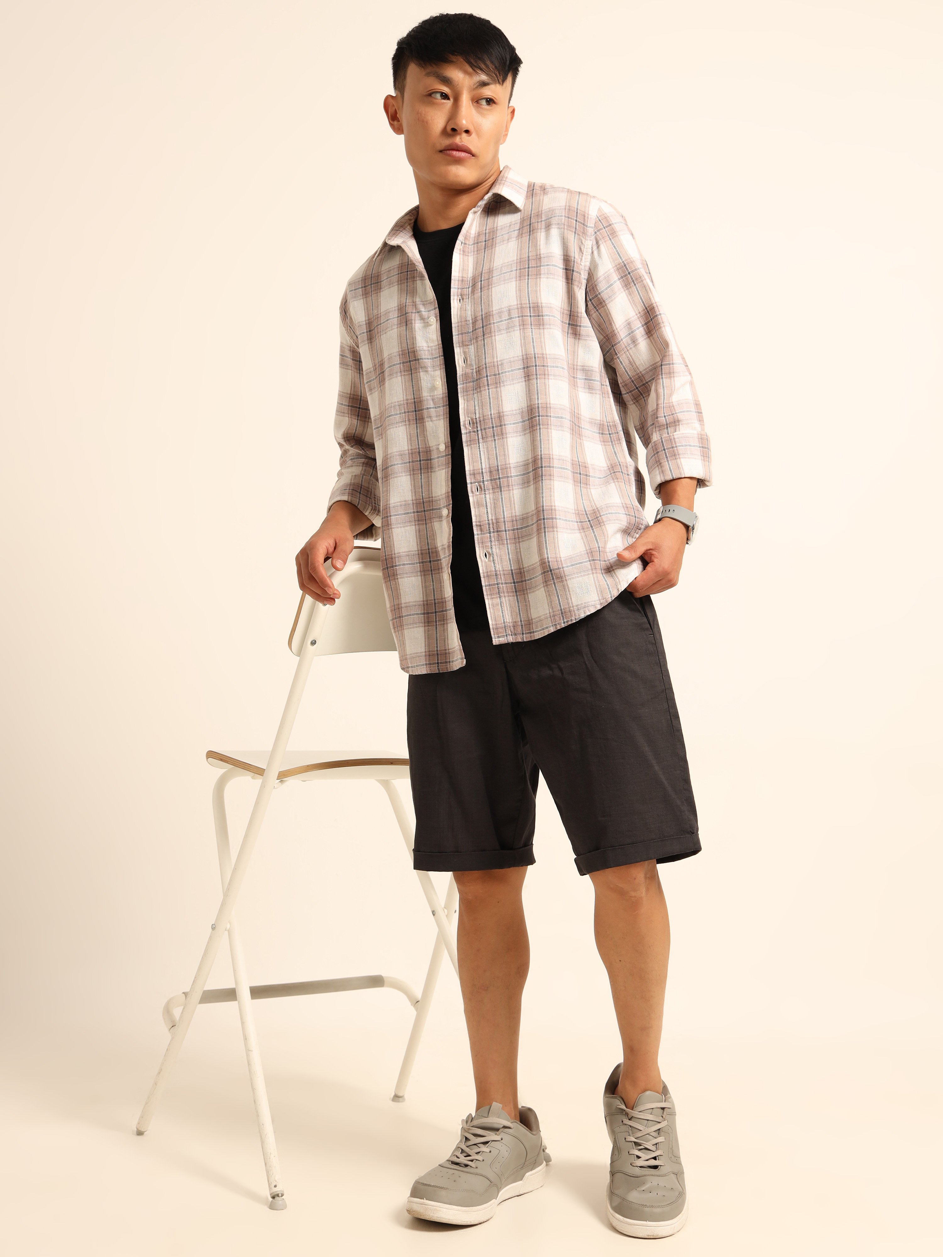 Light Pink Checked Casual Shirt