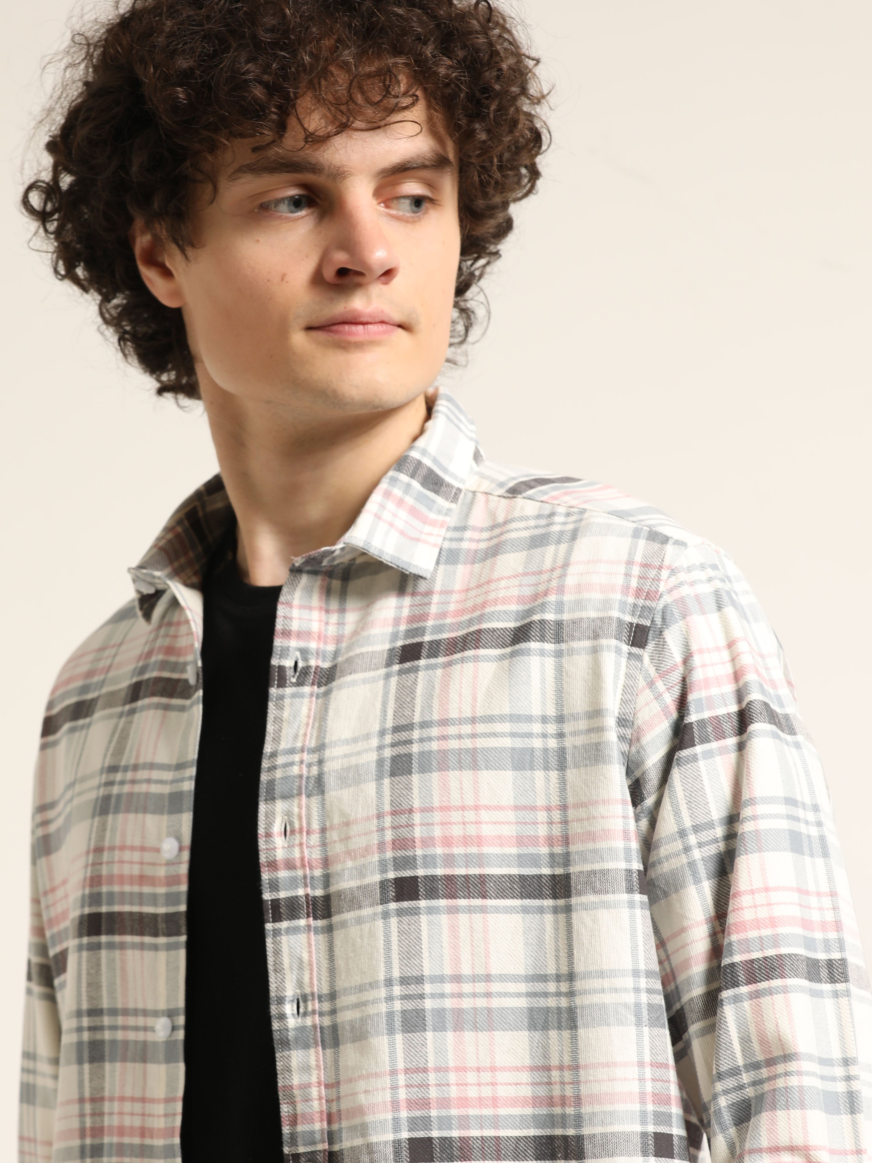 Multi-Color Bushirt Check Long Sleeves Shirt