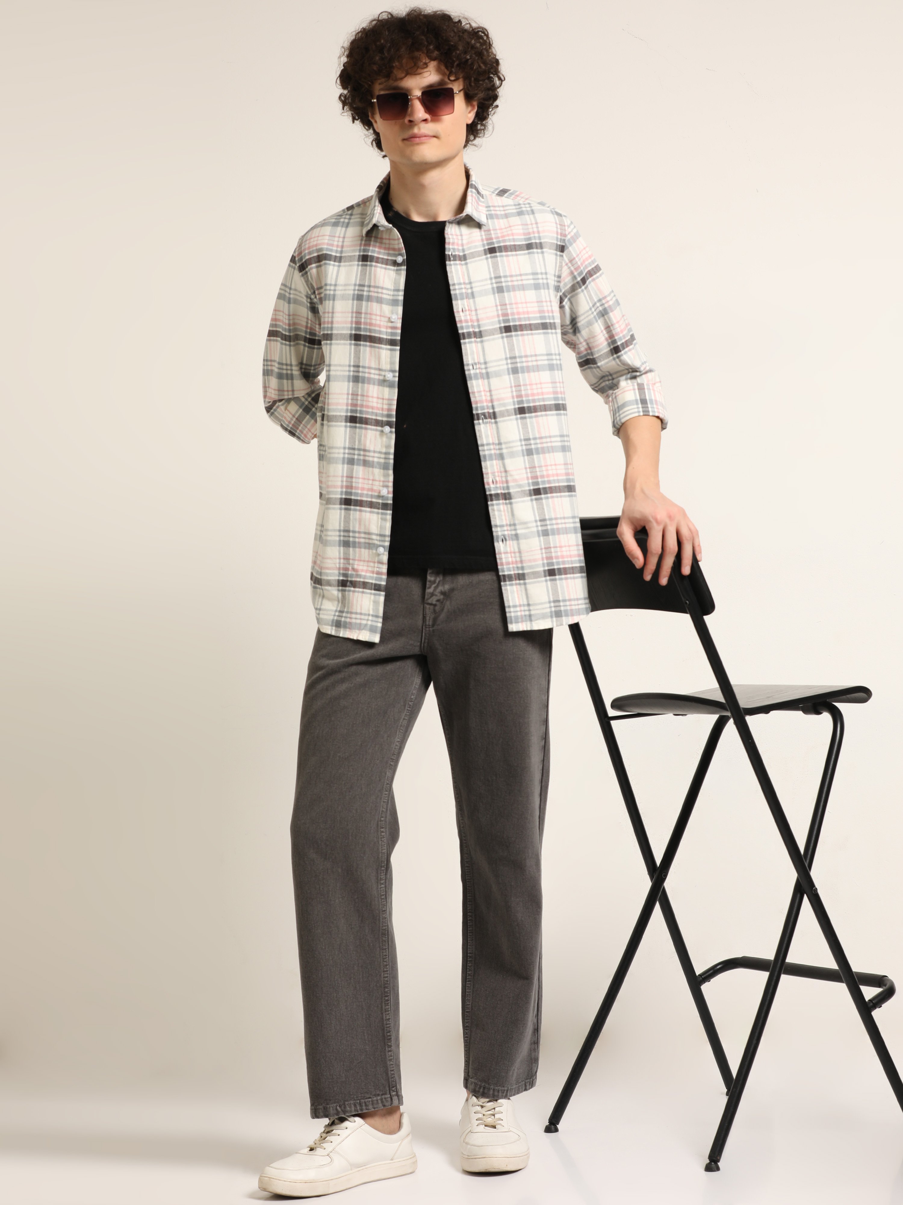 Multi-Color Bushirt Check Long Sleeves Shirt