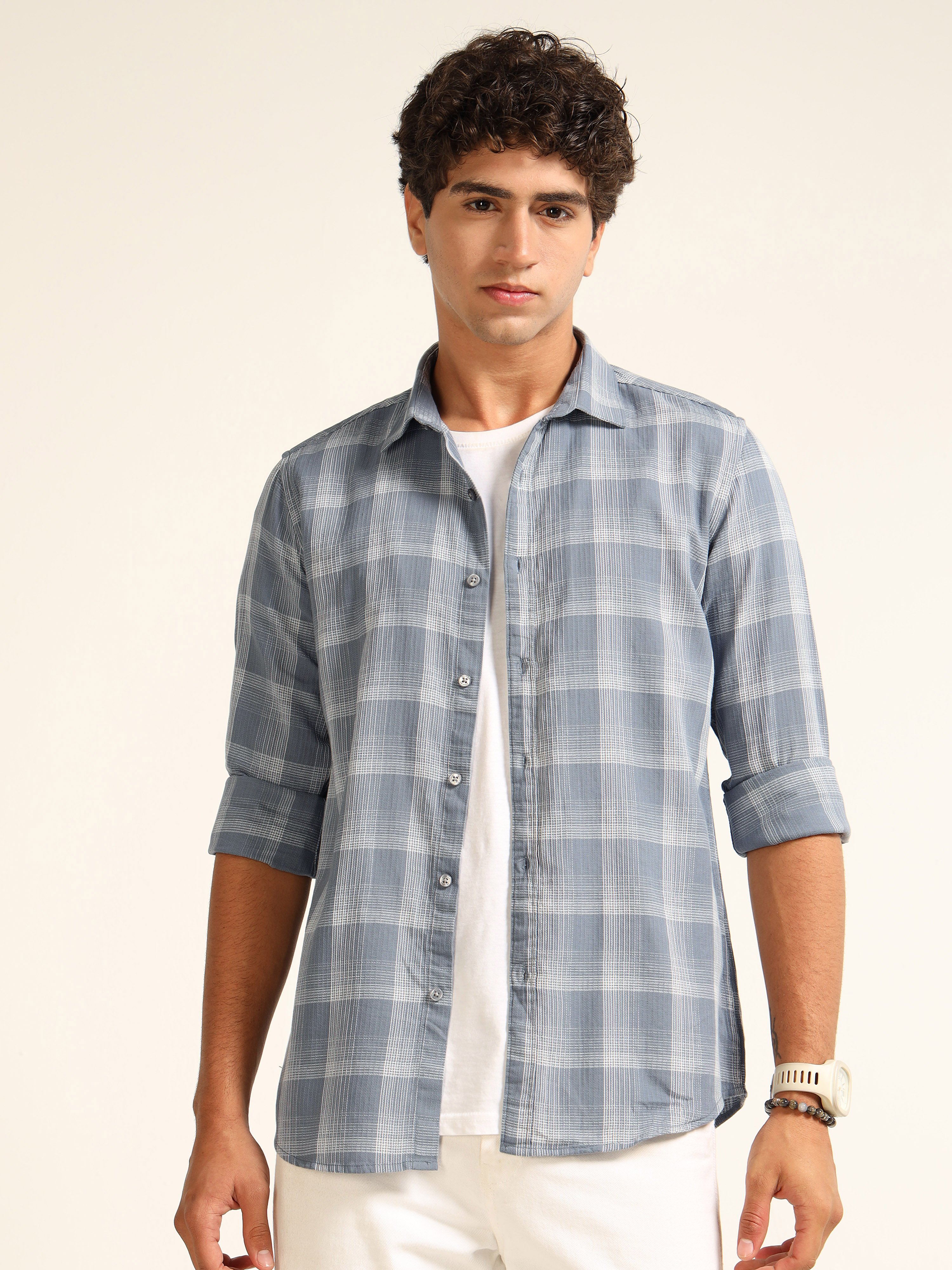 Checked Grey Casual Shirt
