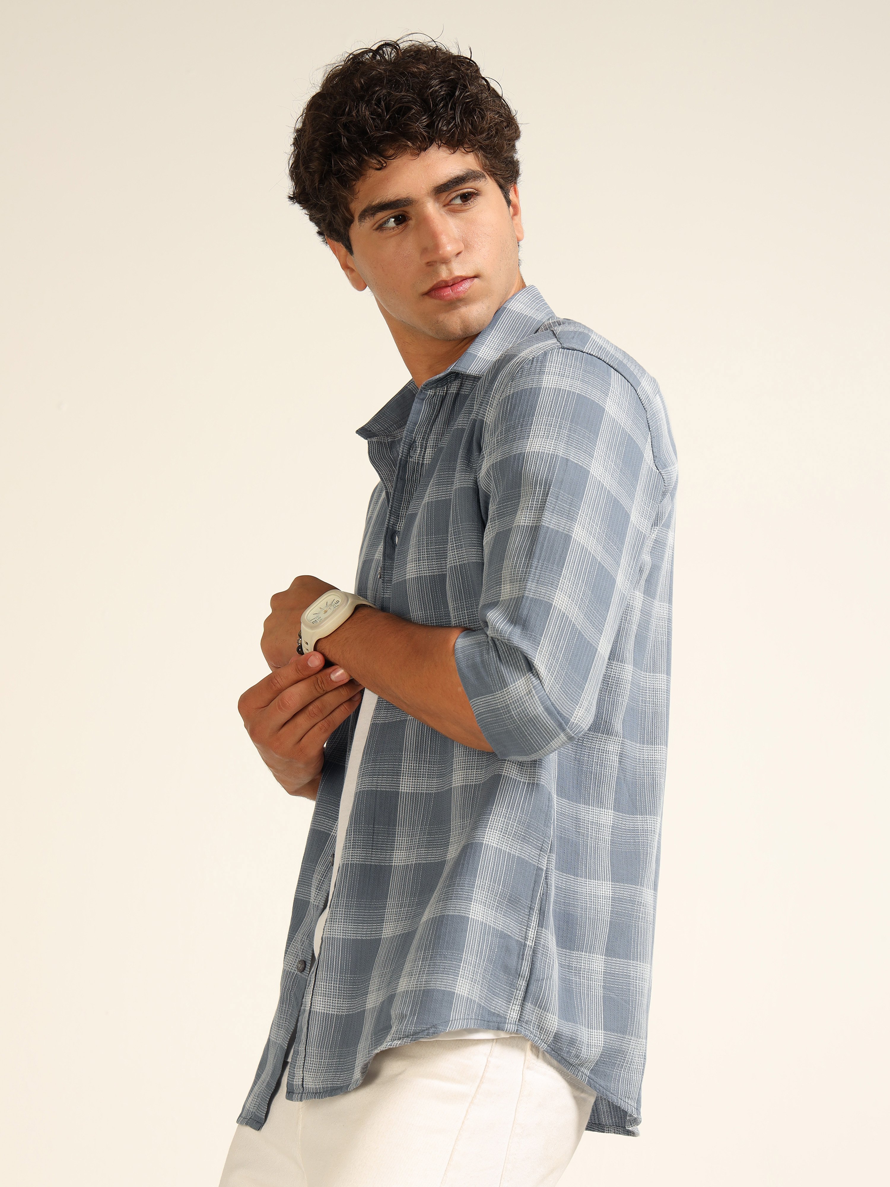 Checked Grey Casual Shirt