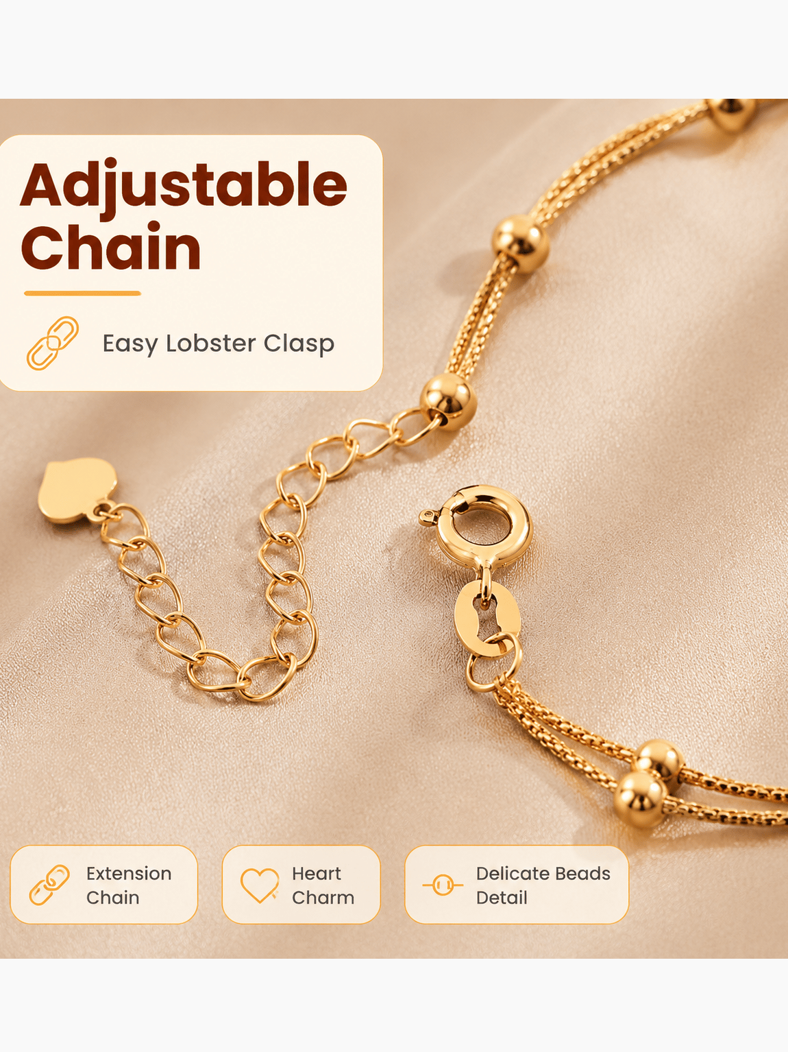 Double Layer Gold Bead Stackable Bracelet