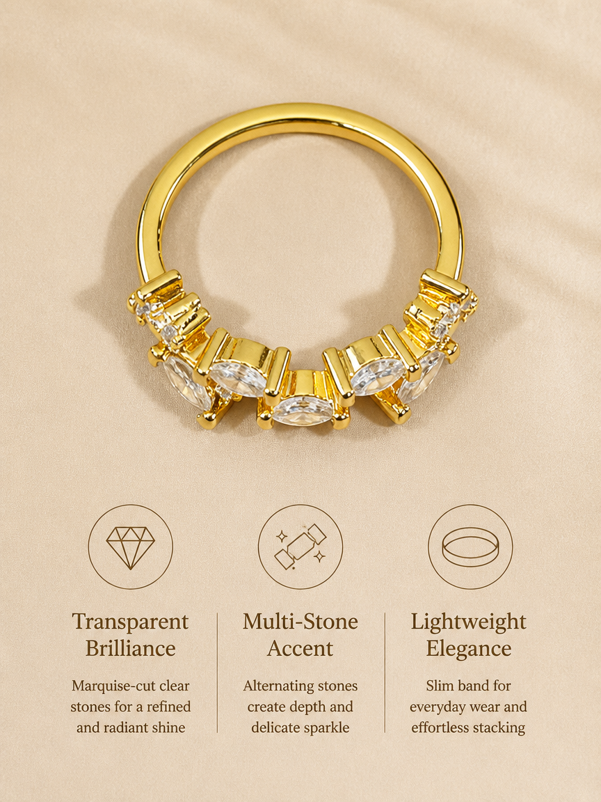Golden Zircon Cluster Ring
