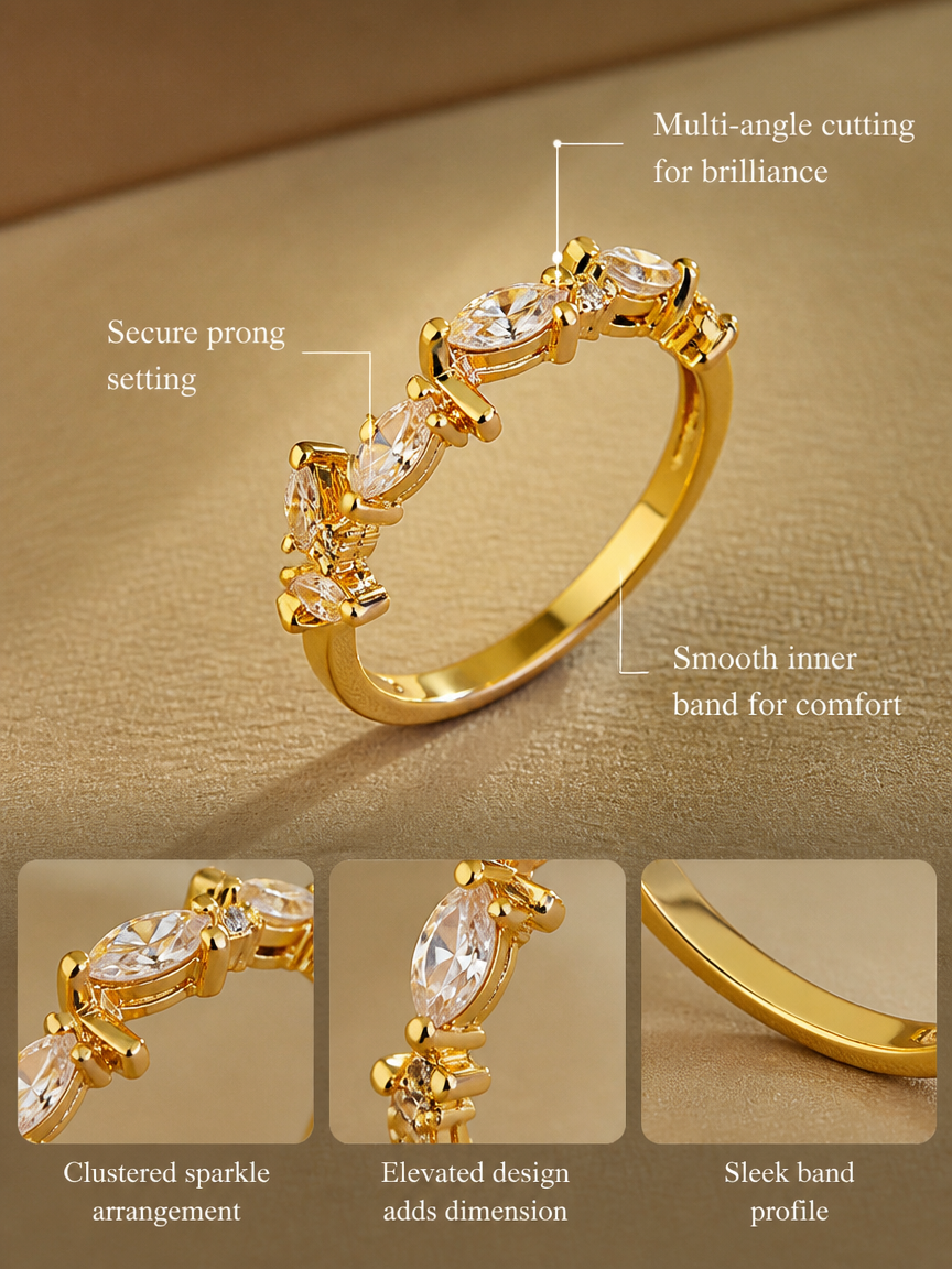 Golden Zircon Cluster Ring