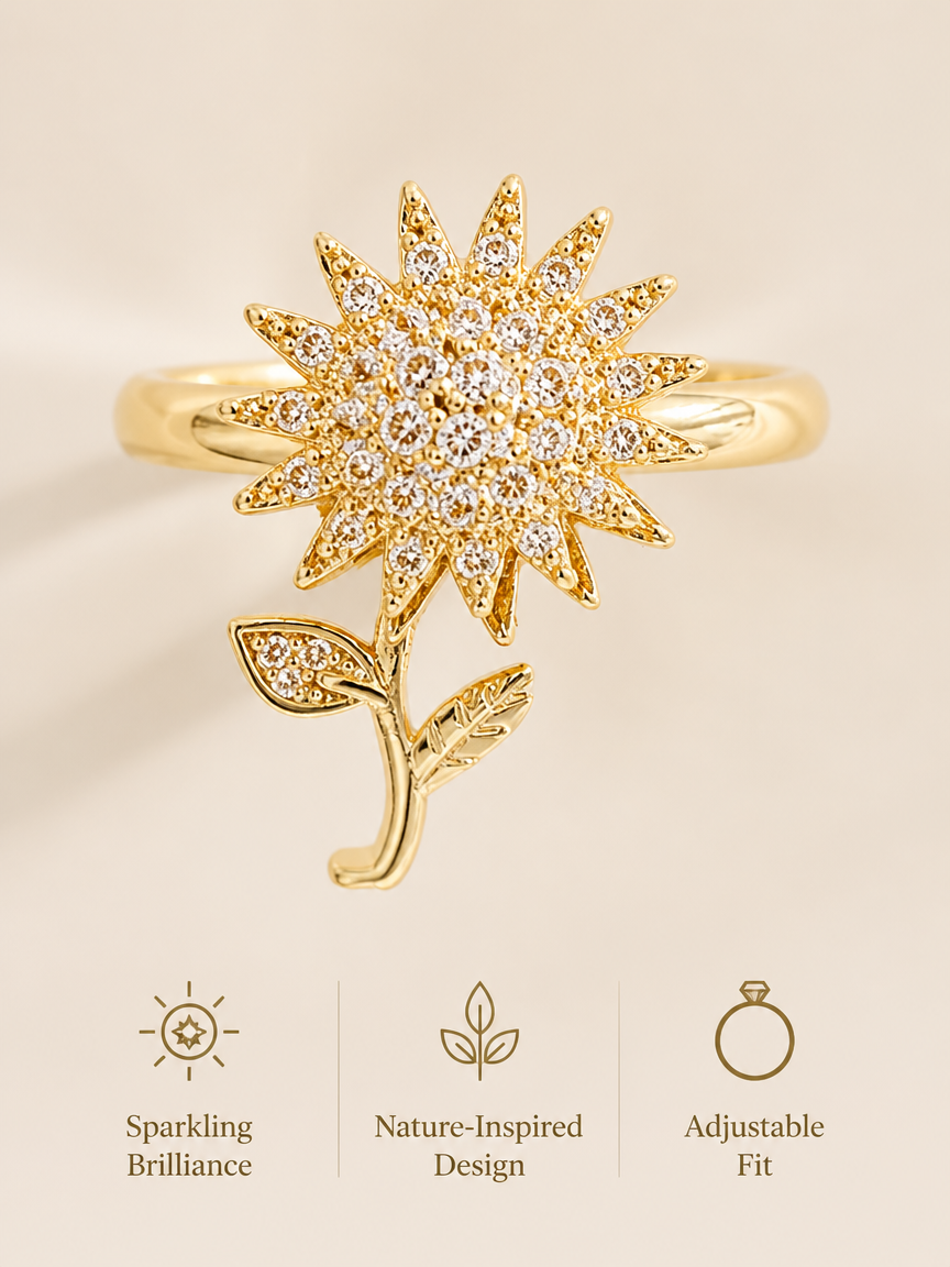 Golden Blossom Zircon Ring