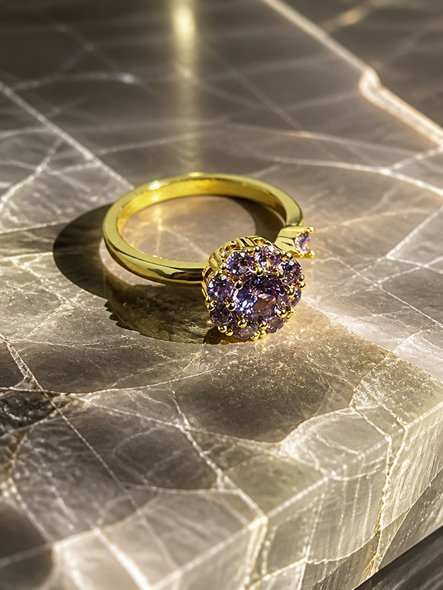 Golden Allure Amethyst Ring