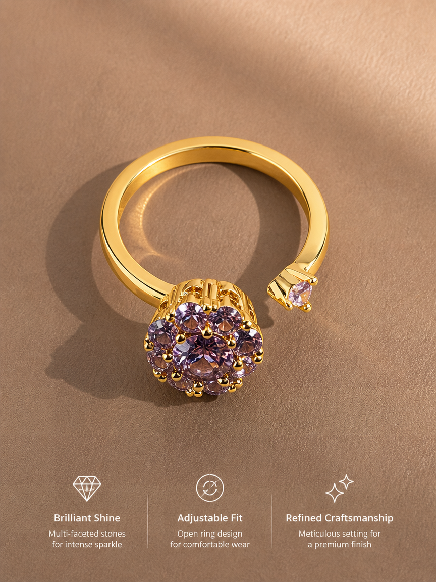 Golden Allure Amethyst Ring