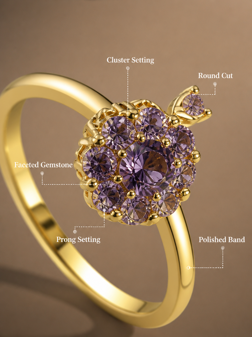 Golden Allure Amethyst Ring