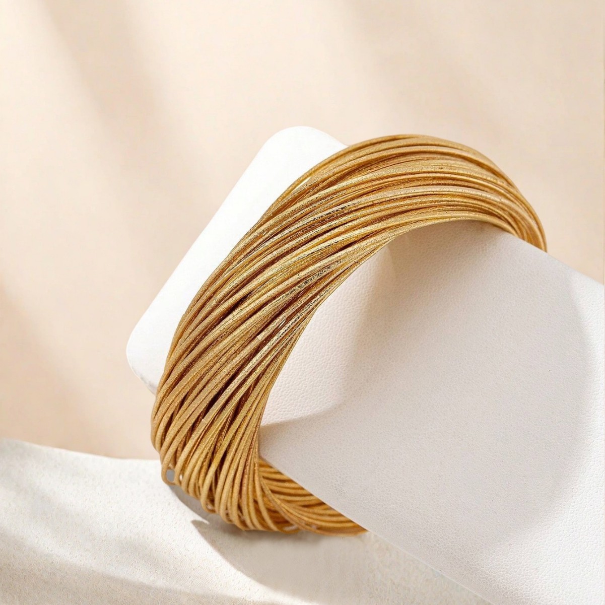 Multi Strands Gold Wire Stacked Cuff Bracelet