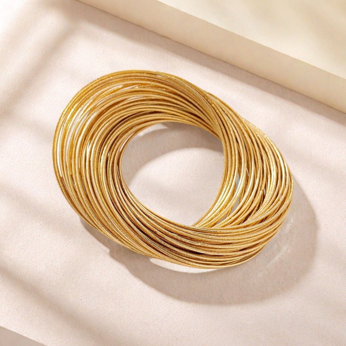 Multi Strands Gold Wire Stacked Cuff Bracelet