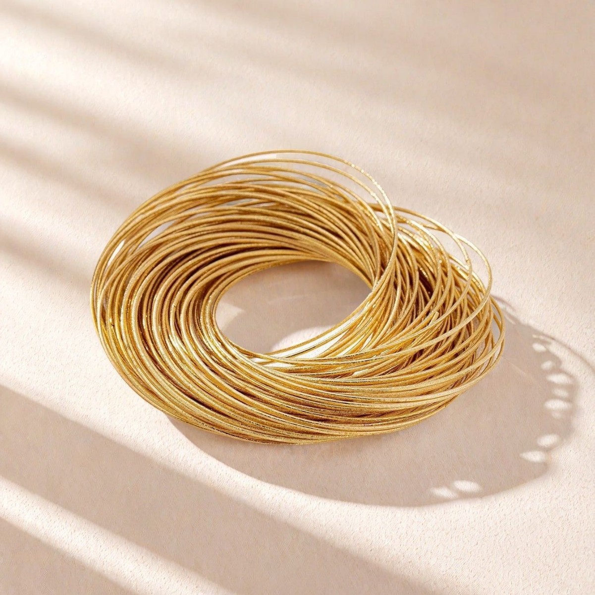 Multi Strands Gold Wire Stacked Cuff Bracelet